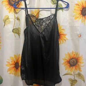 Elegant Black Lace Trim Cami Pajama Set